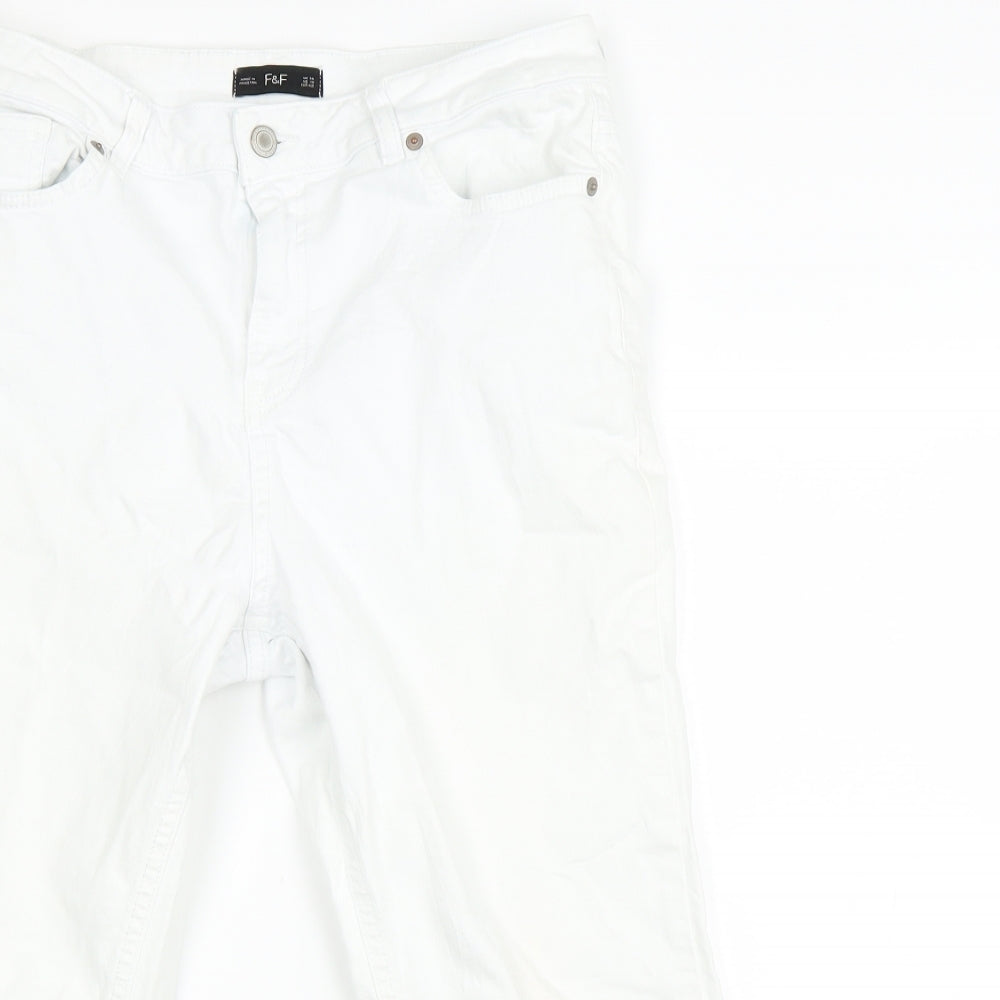 F&F Womens White Houndstooth  Cut-Off Shorts Size 14
