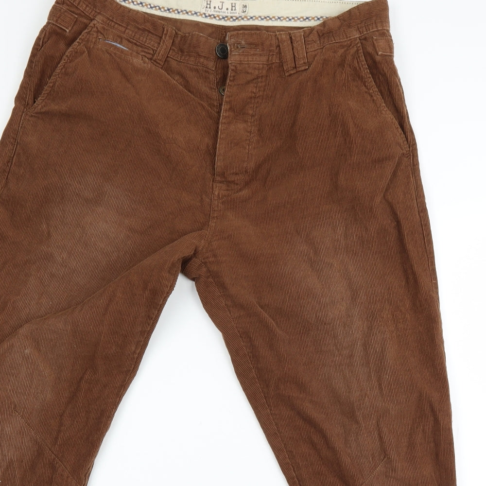 HJH Mens Brown Houndstooth  Flared Jeans Size 36 L34 in