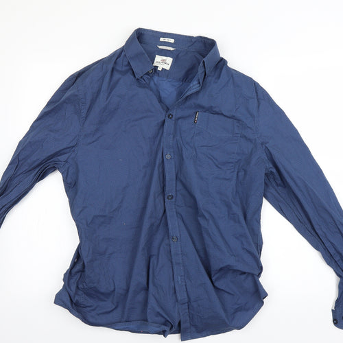 Ben Sherman Mens Blue Check   Button-Up Size XL