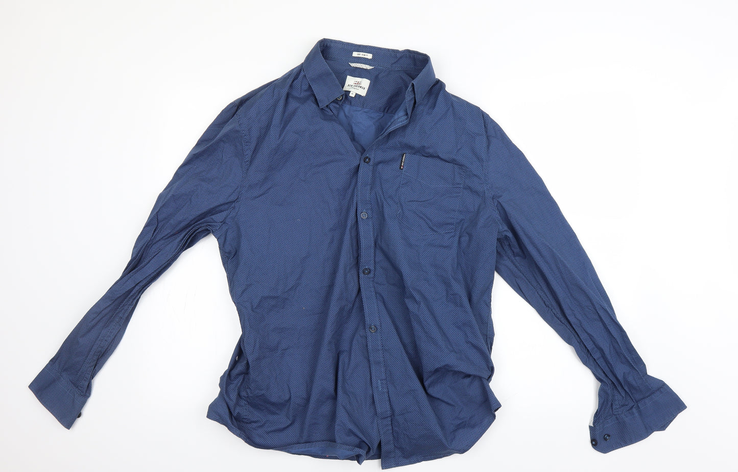 Ben Sherman Mens Blue Check   Button-Up Size XL