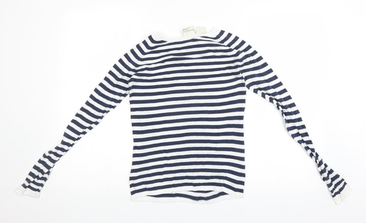 Magnum Girls White Striped Pullover Jumper Size 13 Years