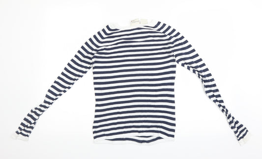 Magnum Girls White Striped  Pullover Jumper Size 13 Years