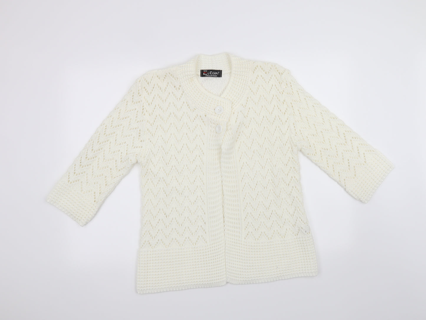 Elegant Collection Womens White   Cardigan Jumper Size S