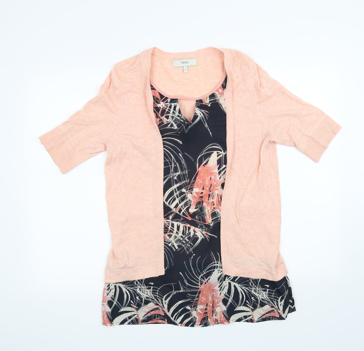 NEXT Womens Pink Floral  Basic Blouse Size 12  - Cardigan and top all in one