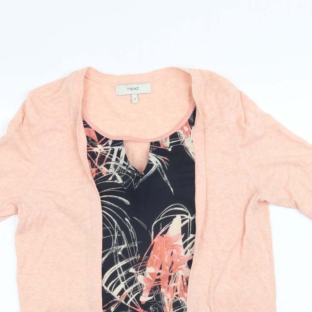 NEXT Womens Pink Floral  Basic Blouse Size 12  - Cardigan and top all in one