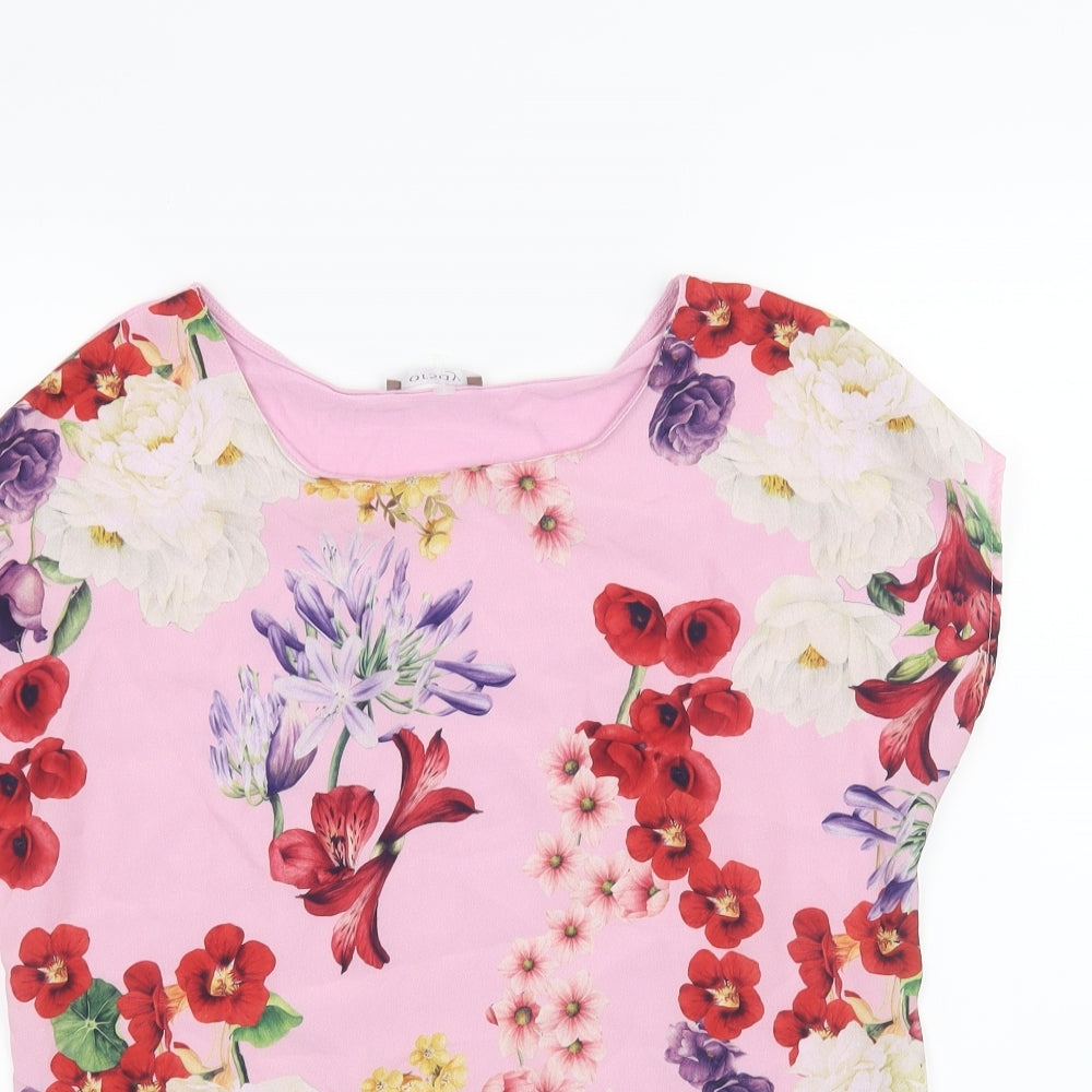 ORSAY Womens Pink Floral  Basic T-Shirt Size S