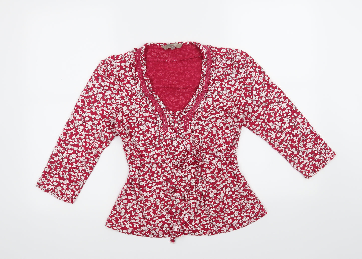 John Rocha Womens Pink Floral  Basic T-Shirt Size 12