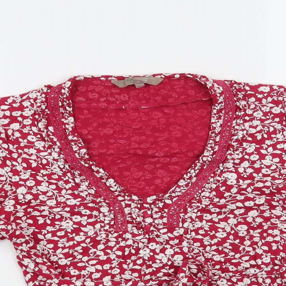 John Rocha Womens Pink Floral  Basic T-Shirt Size 12