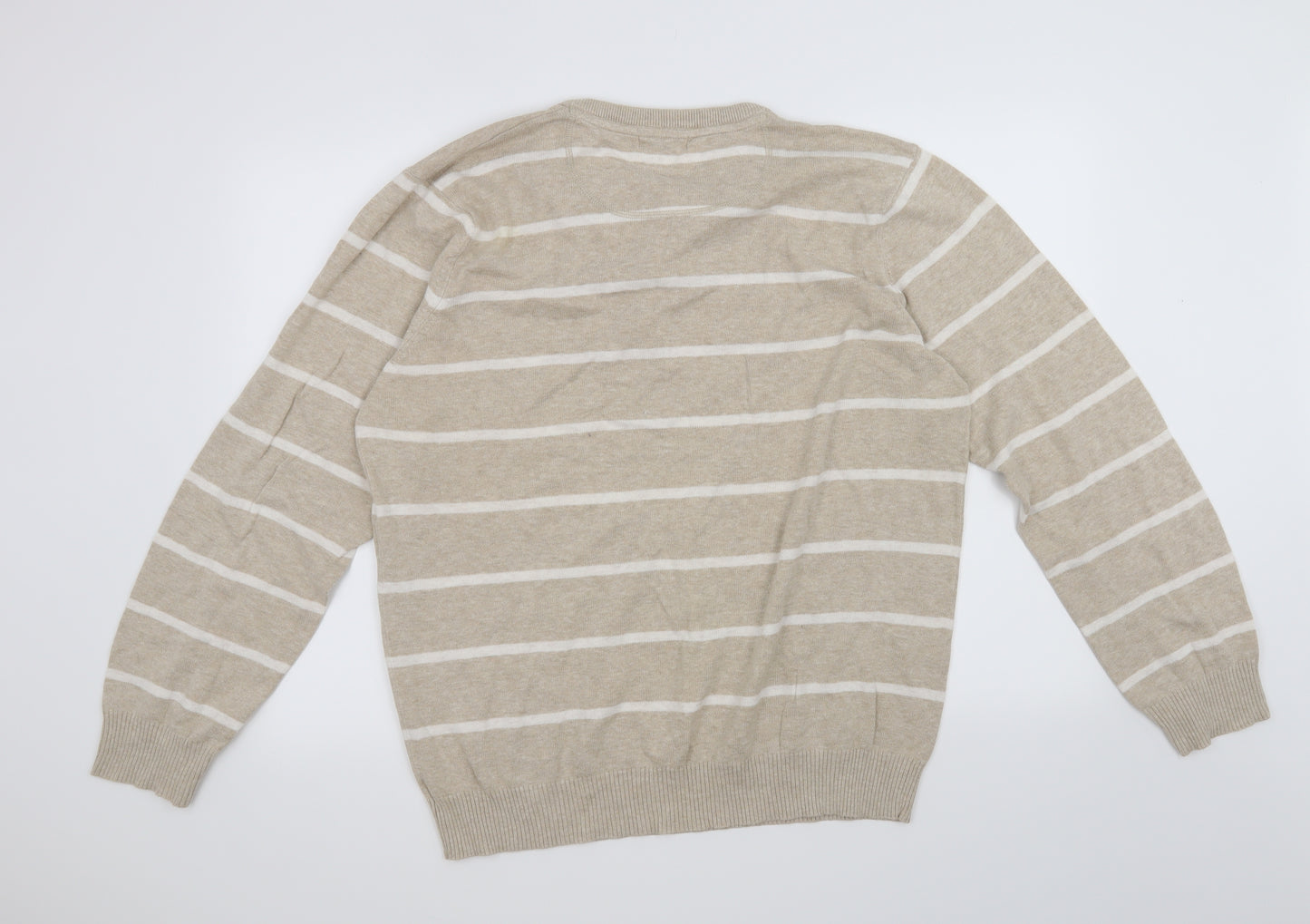 Urban Spirit Mens Beige Striped  Pullover Jumper Size L