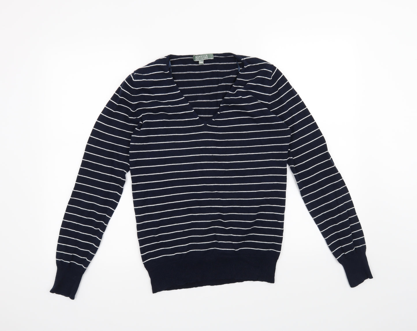 Burdale Knitwear Womens Blue Striped  Pullover Jumper Size 12