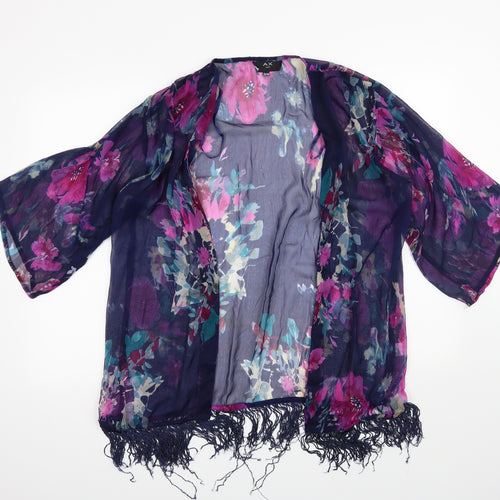 AX Paris Womens Blue Floral  Cardigan Jumper Size S