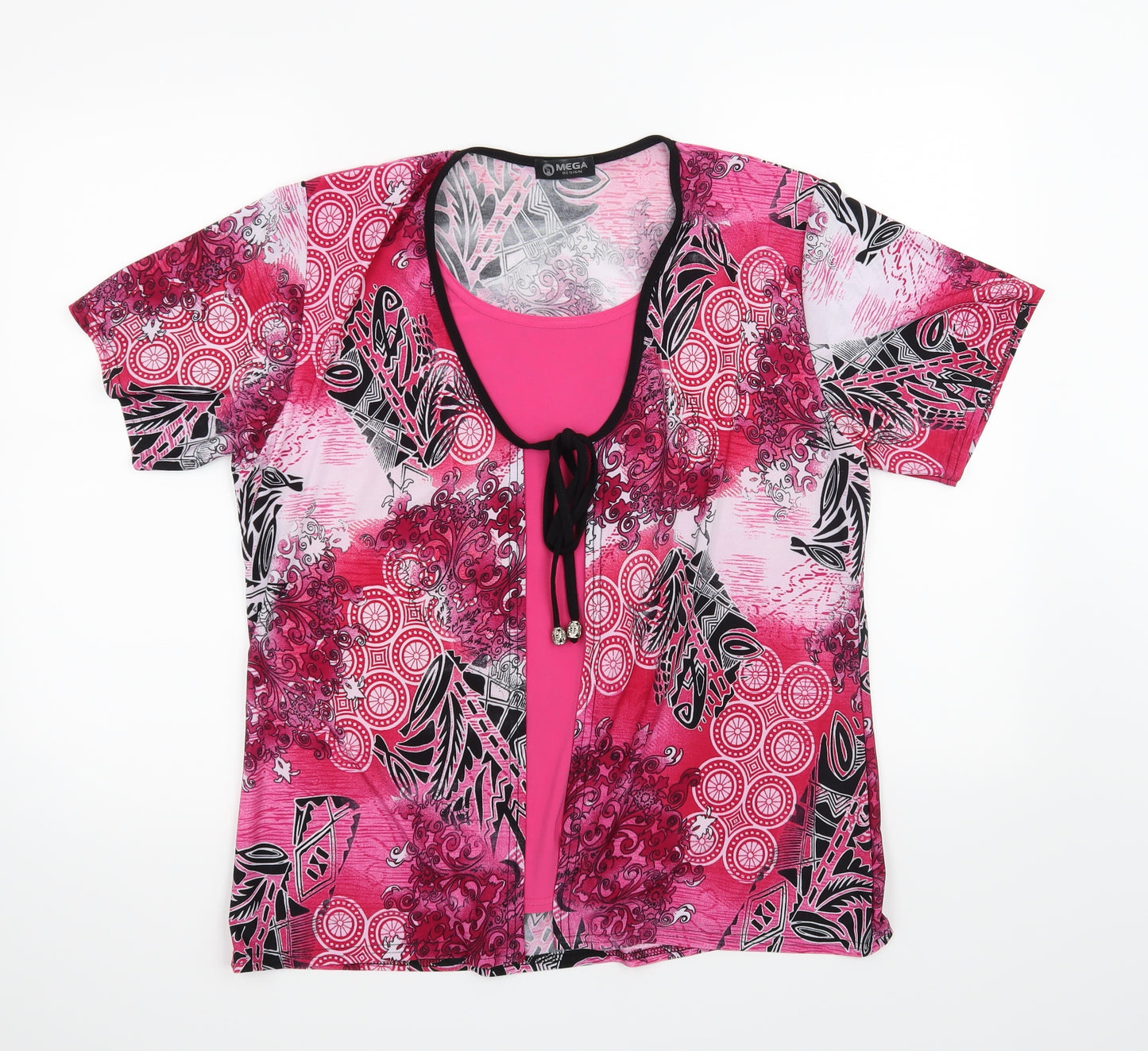 mega designs Womens Pink Floral  Basic T-Shirt Size XL