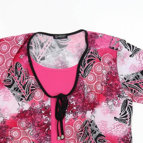 mega designs Womens Pink Floral  Basic T-Shirt Size XL