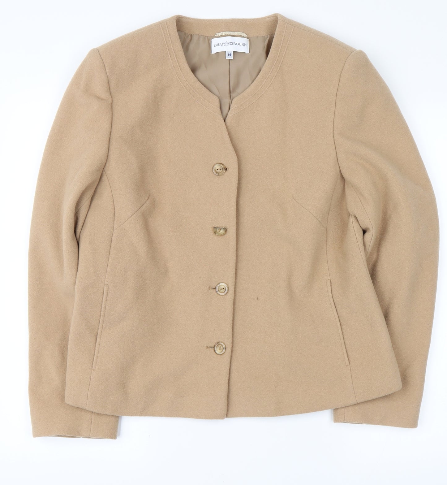 Gray Osbourn Womens Beige   Jacket Coat Size 14