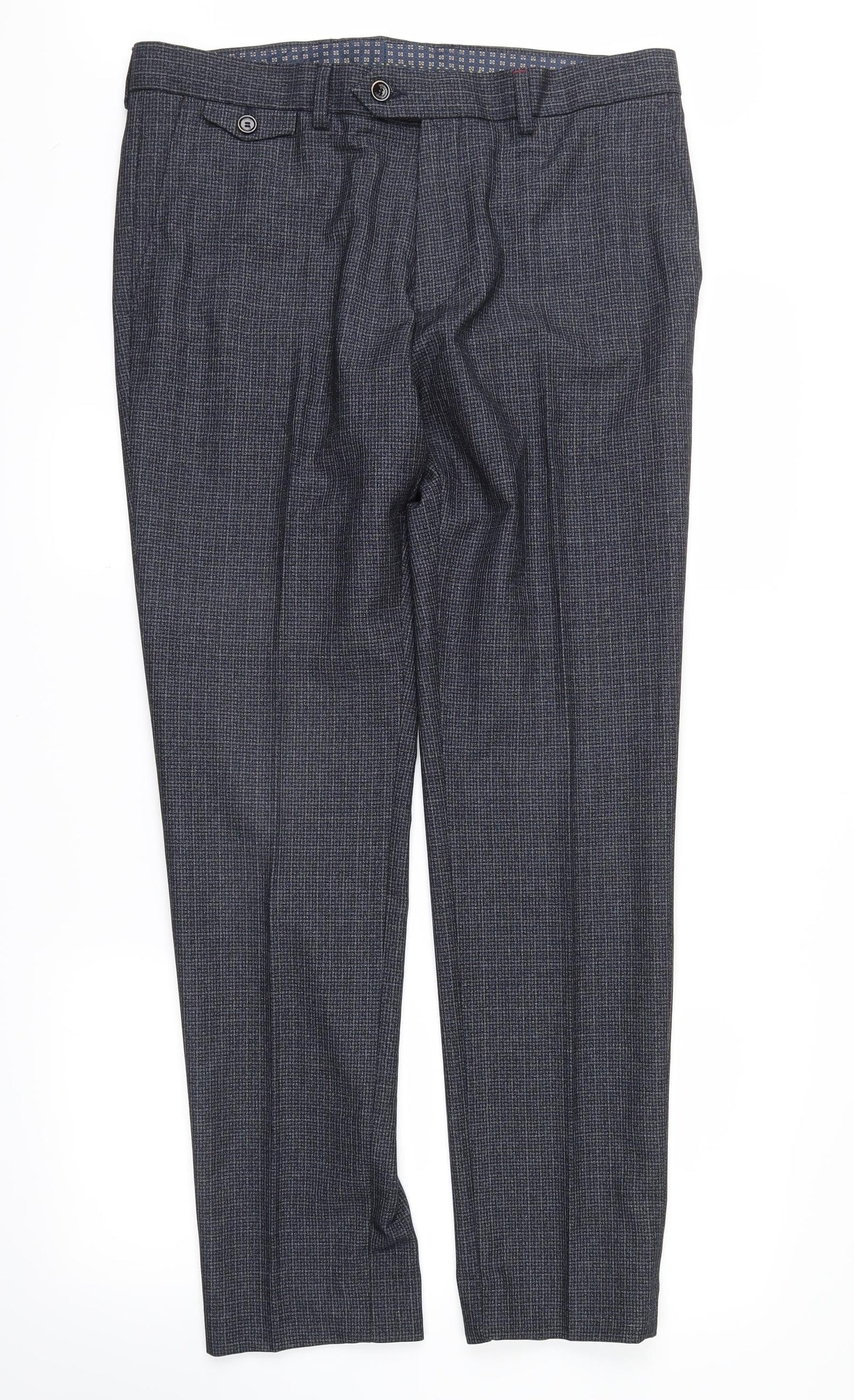 spitalfields Mens Grey Check  Trousers  Size 34 in L30 in