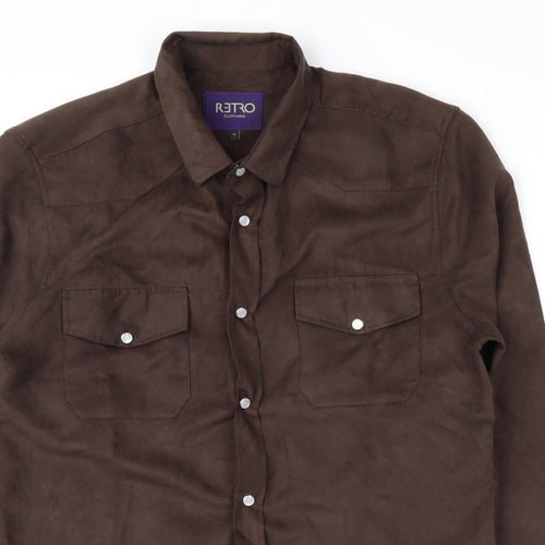 Retro Mens Brown    Dress Shirt Size M