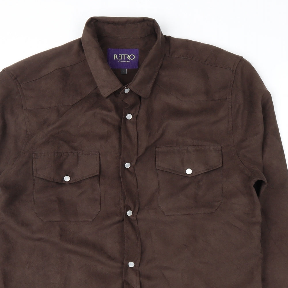 Retro Mens Brown    Dress Shirt Size M