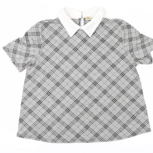 cameo rose Womens Grey Check  Basic T-Shirt Size 8