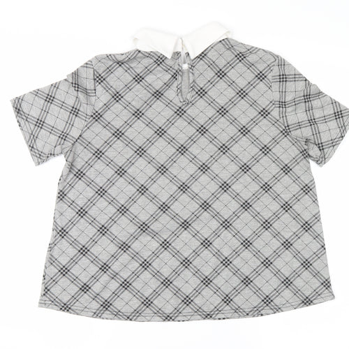 cameo rose Womens Grey Check  Basic T-Shirt Size 8