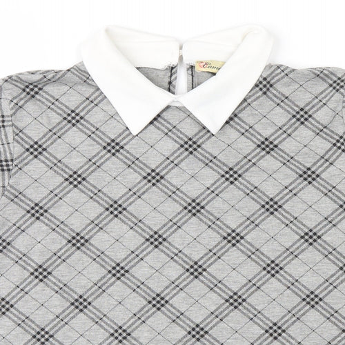 cameo rose Womens Grey Check  Basic T-Shirt Size 8