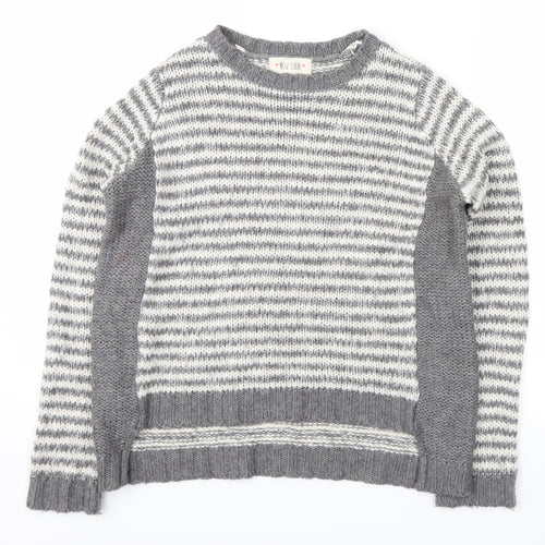 New Look Womens Grey Striped  Pullover Jumper Size 8
