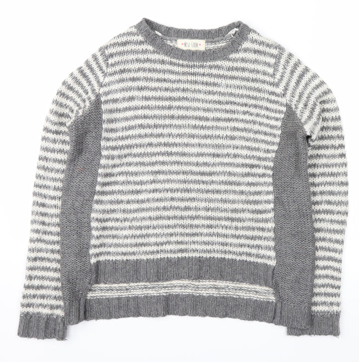 New Look Womens Grey Striped  Pullover Jumper Size 8