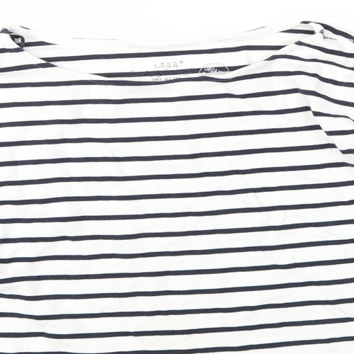 l.o.g.g Womens Black Striped  Pullover Jumper Size S