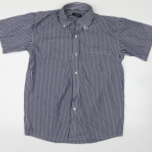 lanzans Mens Blue Striped   Button-Up Size 40