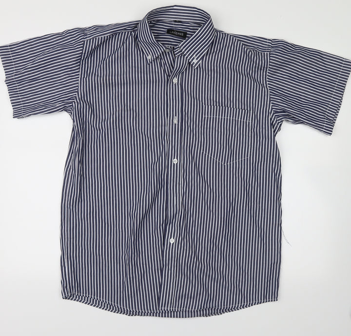 lanzans Mens Blue Striped   Button-Up Size 40