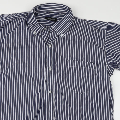 lanzans Mens Blue Striped   Button-Up Size 40