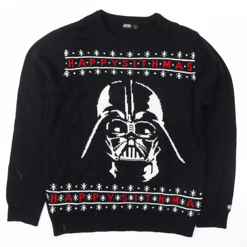 Star Wars Mens Black Fair Isle  Pullover Jumper Size L  - star wars, darth vader, happy sithmas