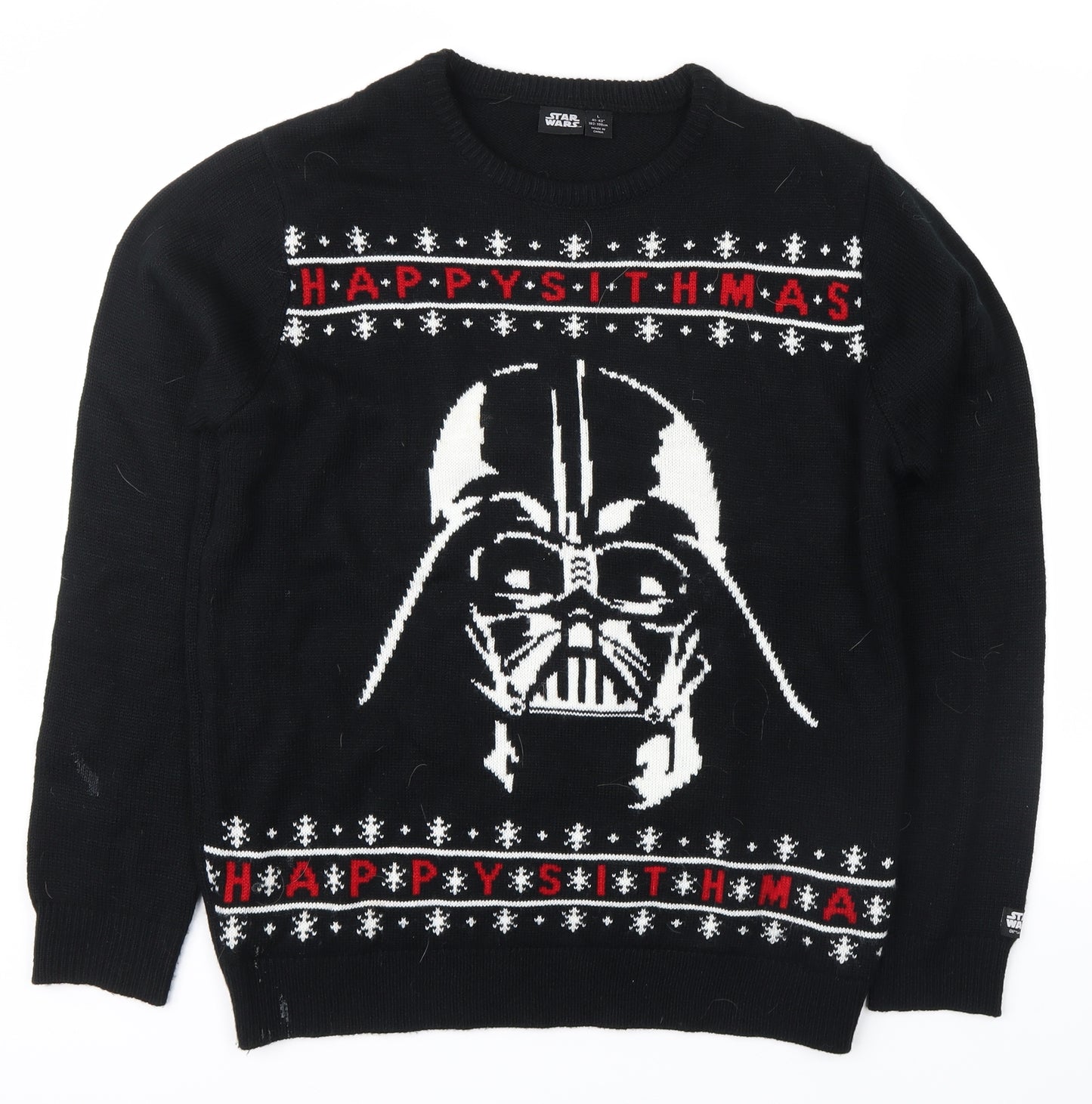 Star Wars Mens Black Fair Isle  Pullover Jumper Size L  - star wars, darth vader, happy sithmas