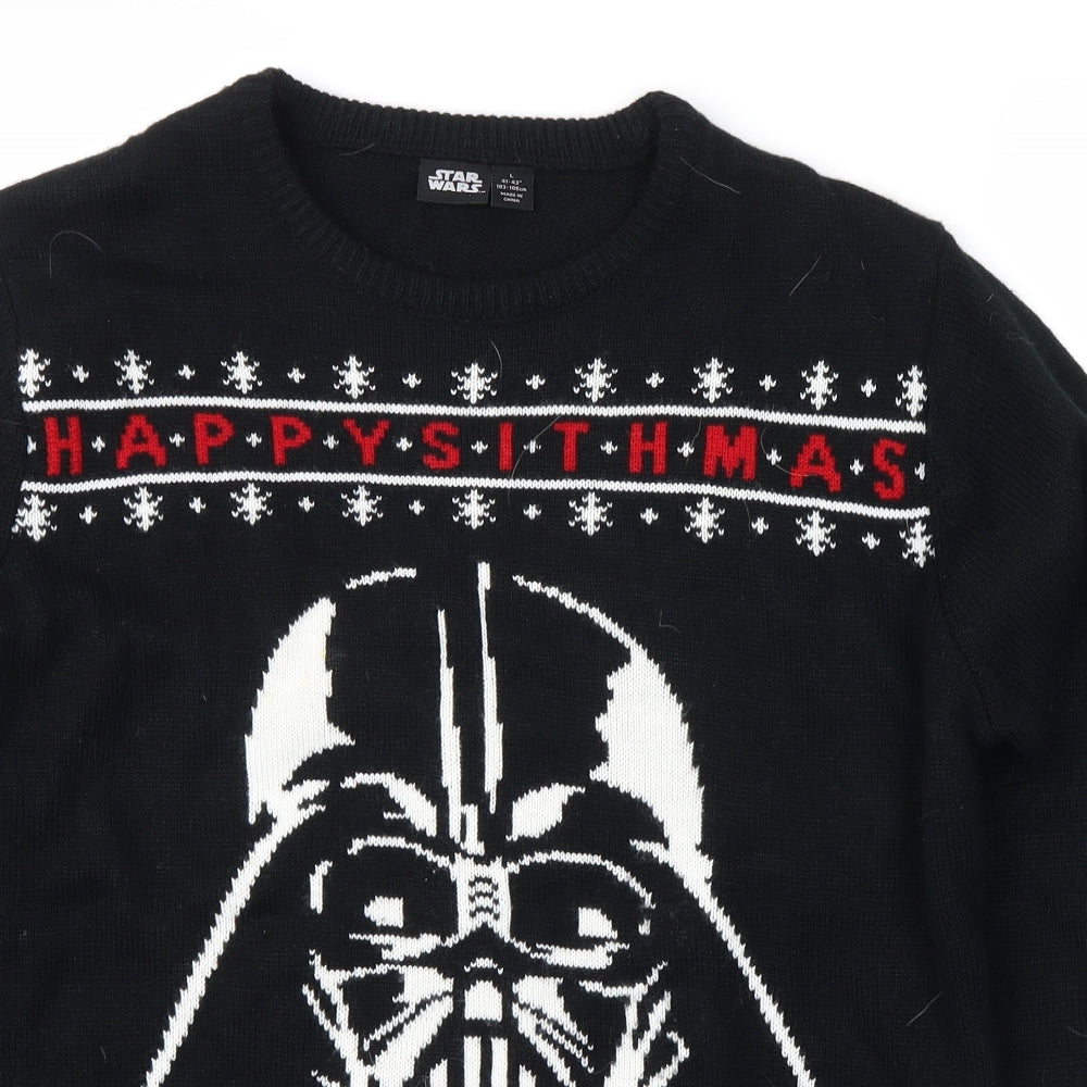 Star Wars Mens Black Fair Isle  Pullover Jumper Size L  - star wars, darth vader, happy sithmas