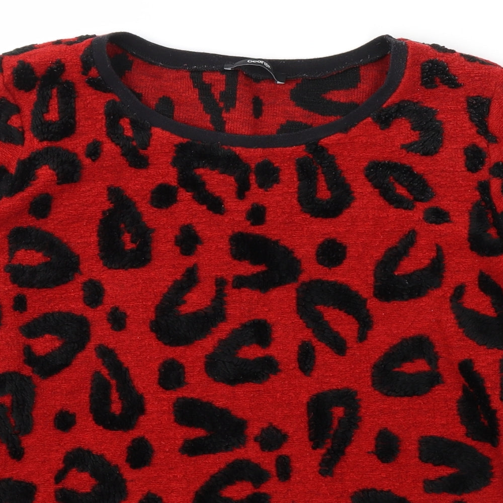 George Womens Red Animal Print  Pullover Jumper Size 22