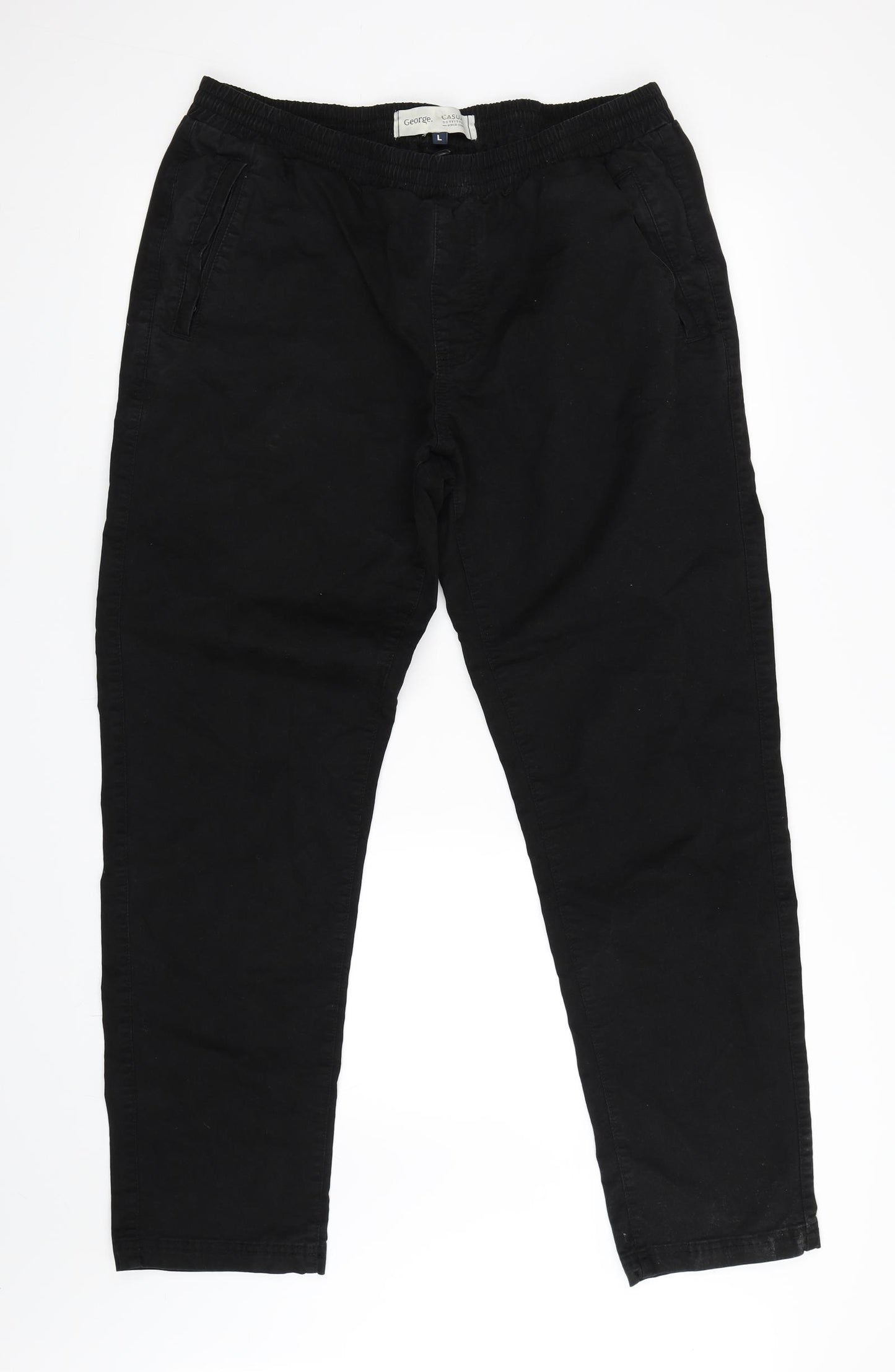 George Mens Black   Cargo Trousers Size L L28 in