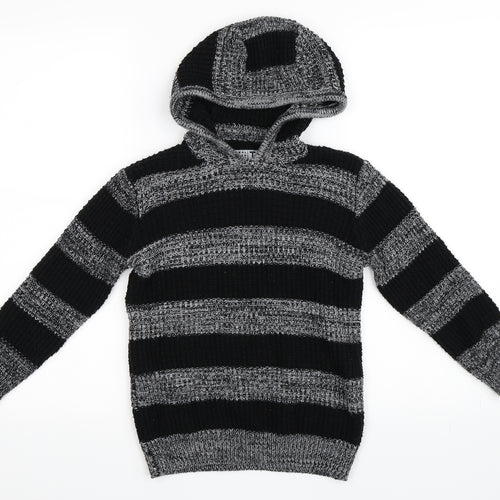 TU Boys Black Striped  Pullover Hoodie Size 7 Years