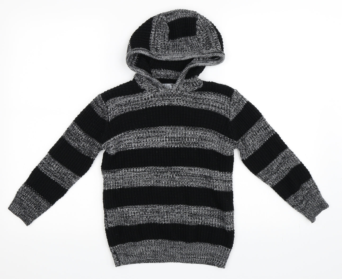 TU Boys Black Striped  Pullover Hoodie Size 7 Years