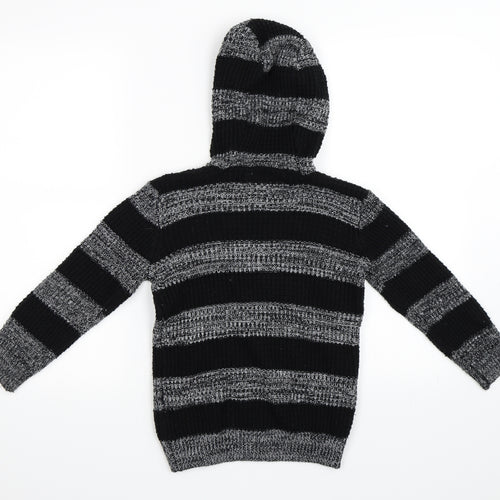 TU Boys Black Striped  Pullover Hoodie Size 7 Years