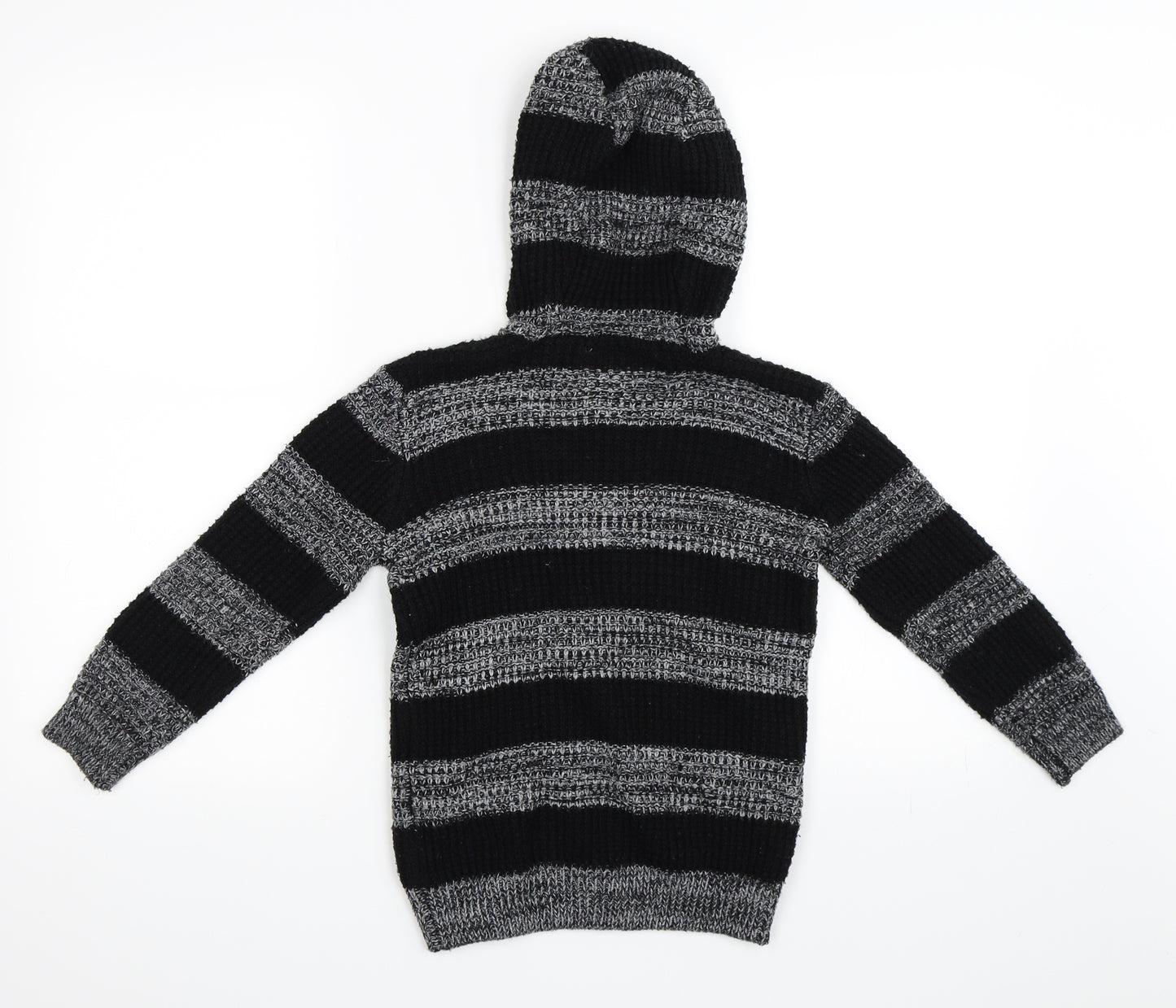 TU Boys Black Striped  Pullover Hoodie Size 7 Years