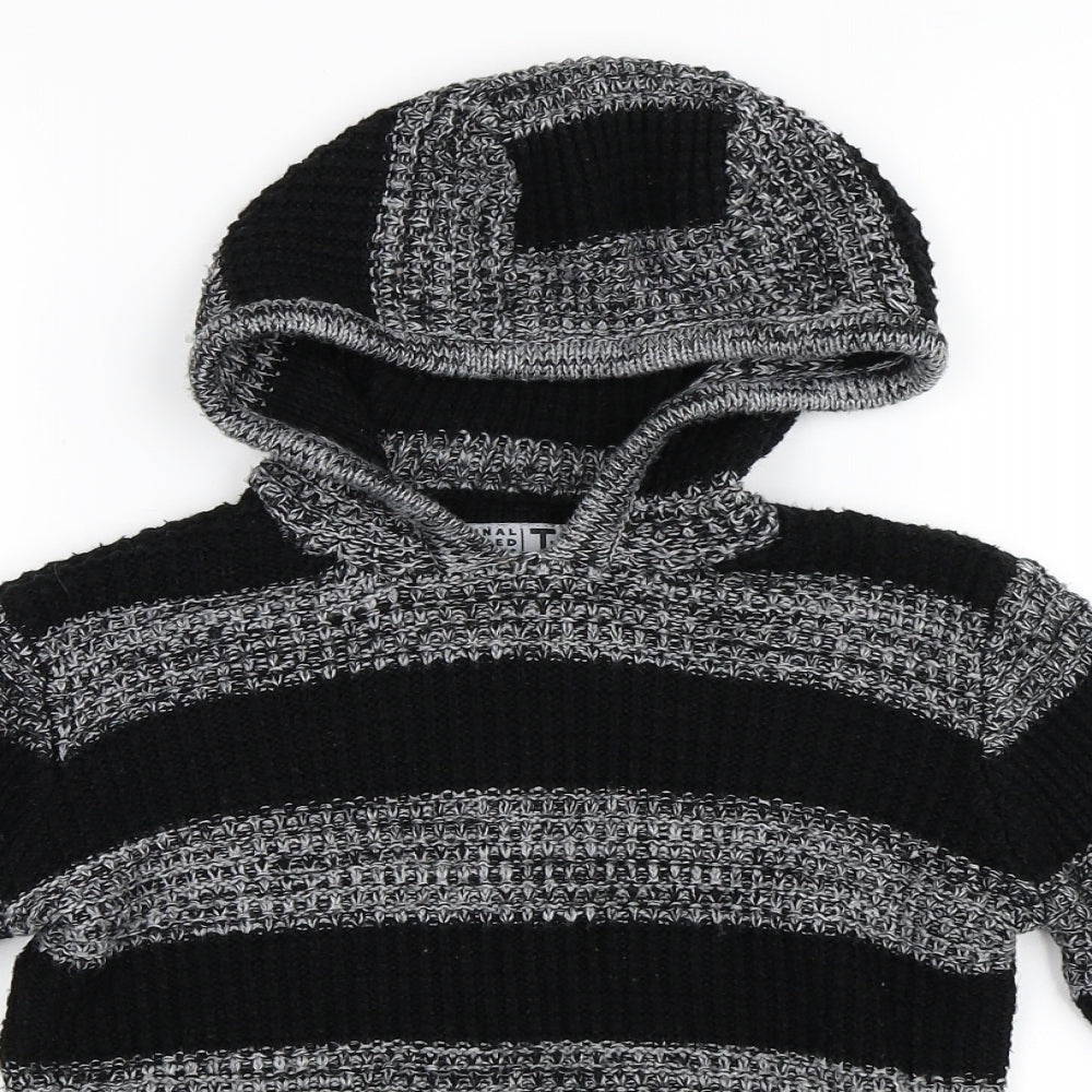 TU Boys Black Striped  Pullover Hoodie Size 7 Years