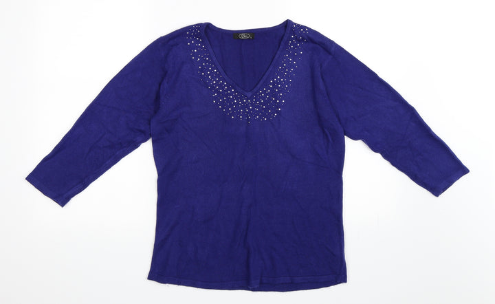 BM Womens Blue Pullover Jumper Size S