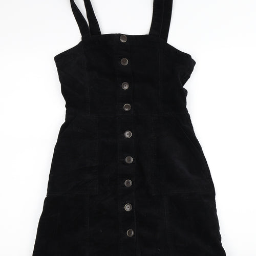 Primark Womens Black  Corduroy Pinafore/Dungaree Dress  Size 10