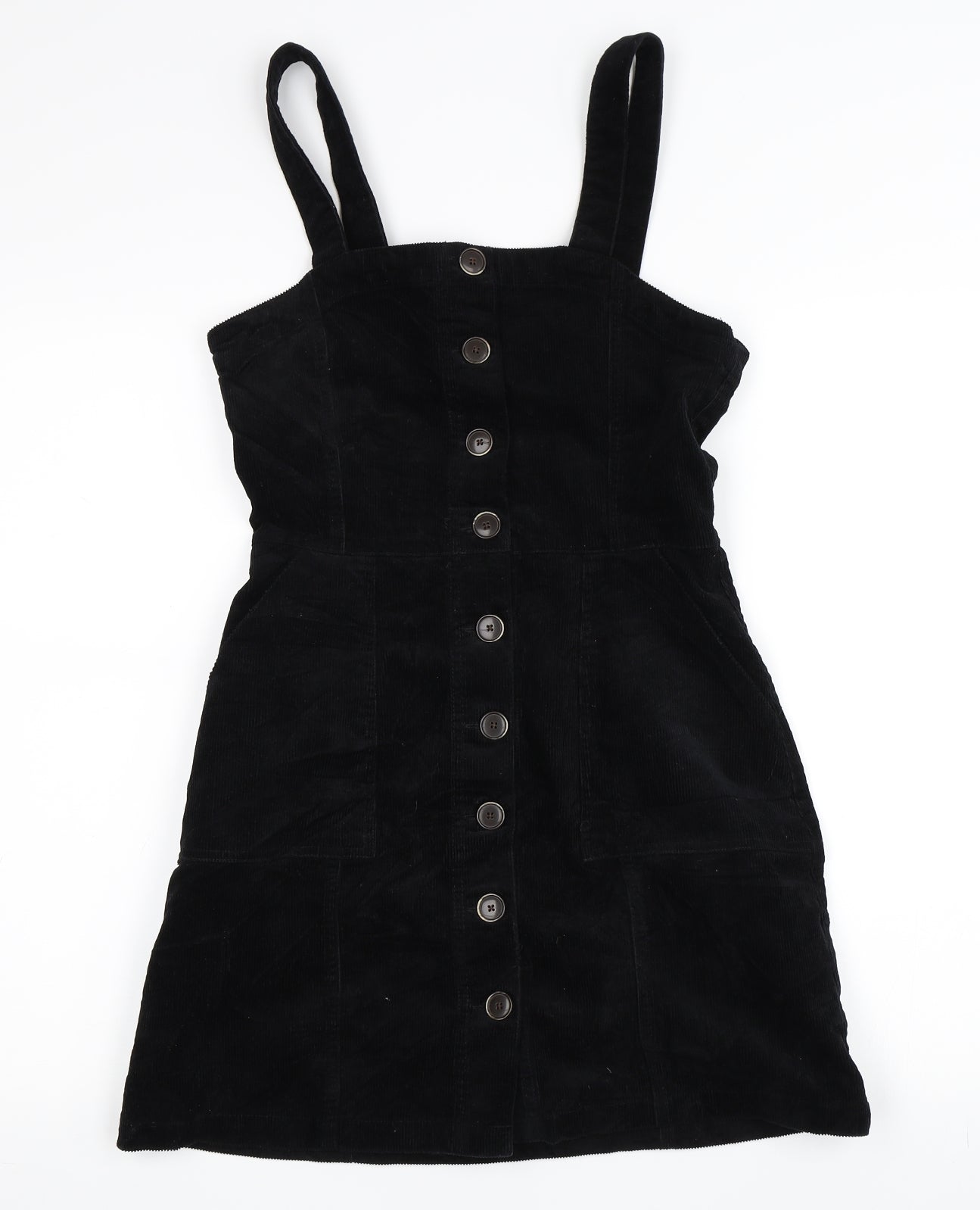 Primark Womens Black  Corduroy Pinafore/Dungaree Dress  Size 10
