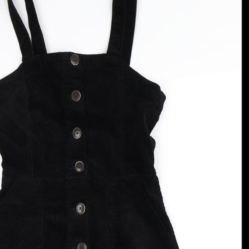 Primark Womens Black  Corduroy Pinafore/Dungaree Dress  Size 10