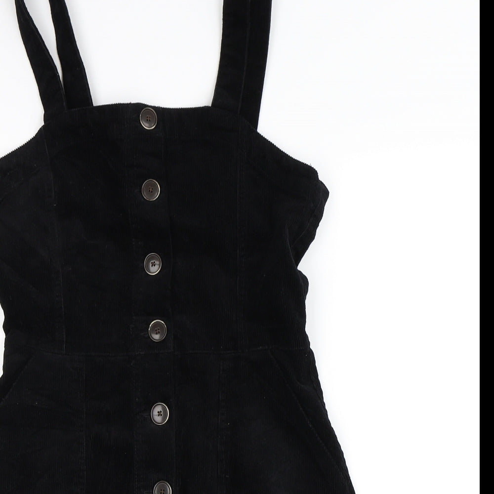 Primark Womens Black  Corduroy Pinafore/Dungaree Dress  Size 10