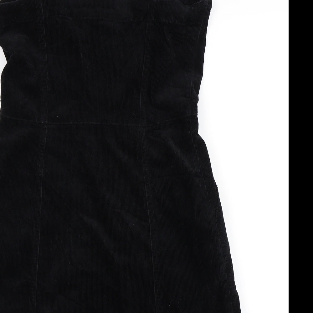 Primark Womens Black  Corduroy Pinafore/Dungaree Dress  Size 10