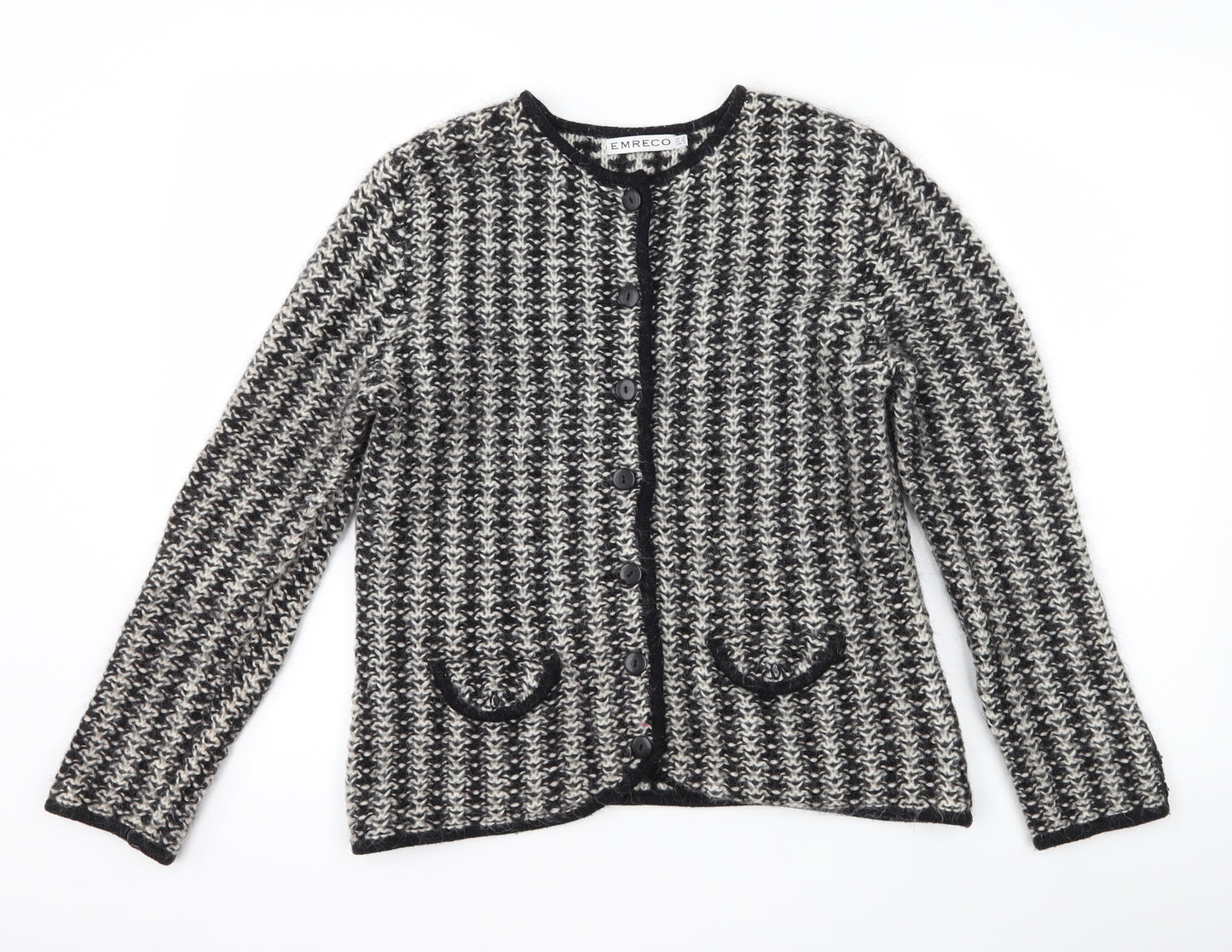 Emereco Womens Black Striped  Cardigan Jumper Size 12