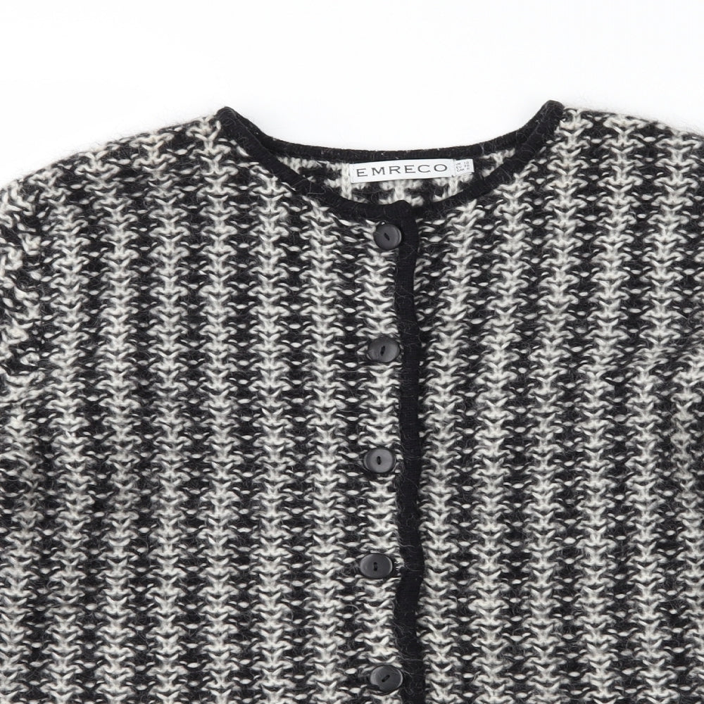 Emereco Womens Black Striped  Cardigan Jumper Size 12
