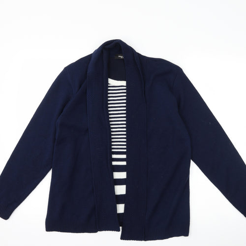 Glimpse Design Womens Blue Striped  Basic T-Shirt Size M  - top and cardigan in one