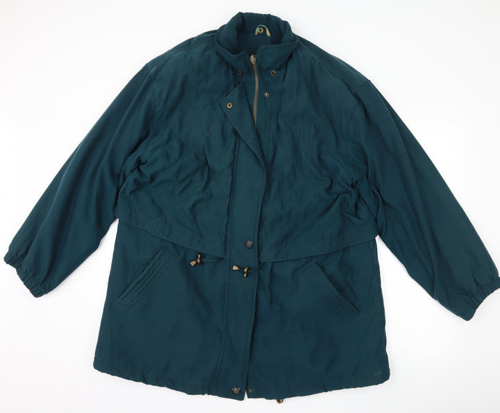 Canada Womens Green Overcoat Coat Size 14